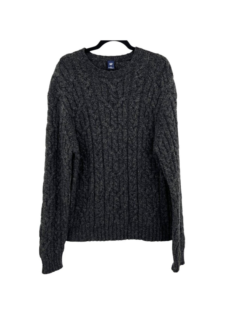 Gap Vintage Y2K Lambswool Cableknit Crewneck Sweater Charcoal Heather Size XL